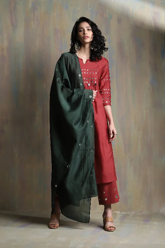 Scarlet Red Gathered Kurta Set