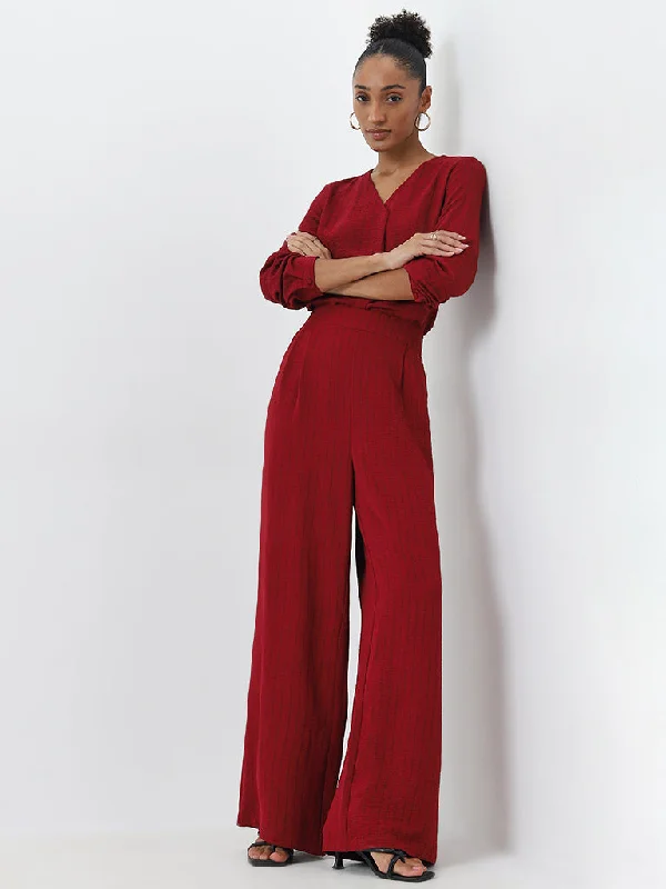 Wardrobe Red Striped High-Rise Trousers