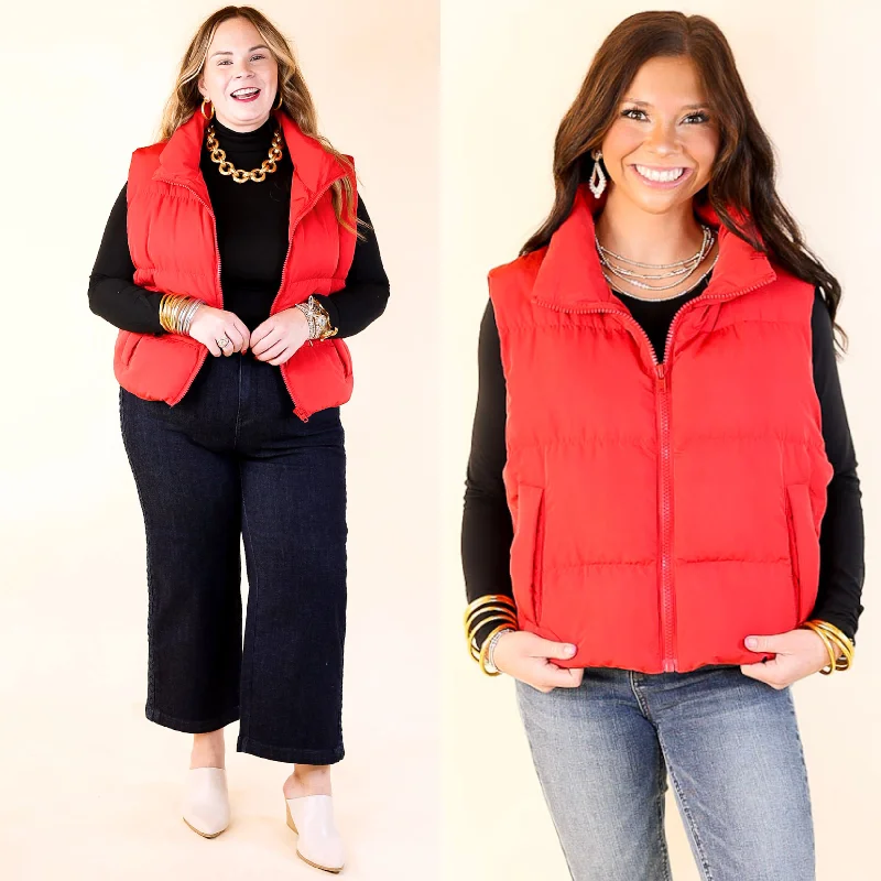 Whispering Pines Puffer Vest in Red