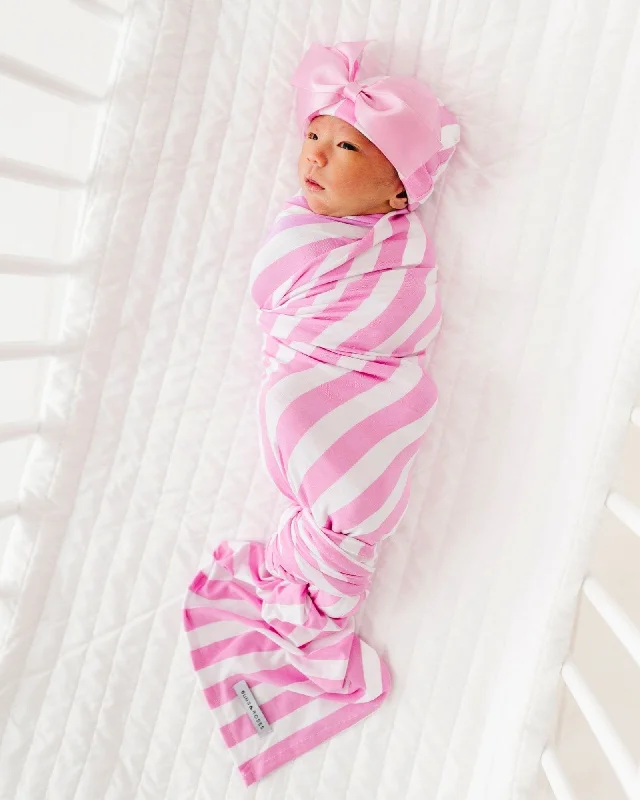 Tickle Me Pink Swaddle & Bow Beanie