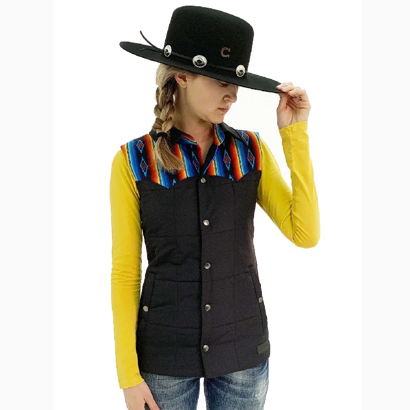 Panhandle Slim Women's Black Aztec Yoke Vest