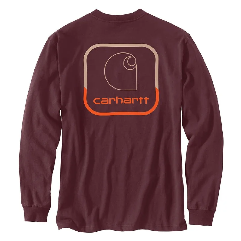 Carhartt 105584 Men's Loose Fit Heavyweight Long-Sleeve Pocket Logo Graphic T-S - 3X-Large Regular - Port