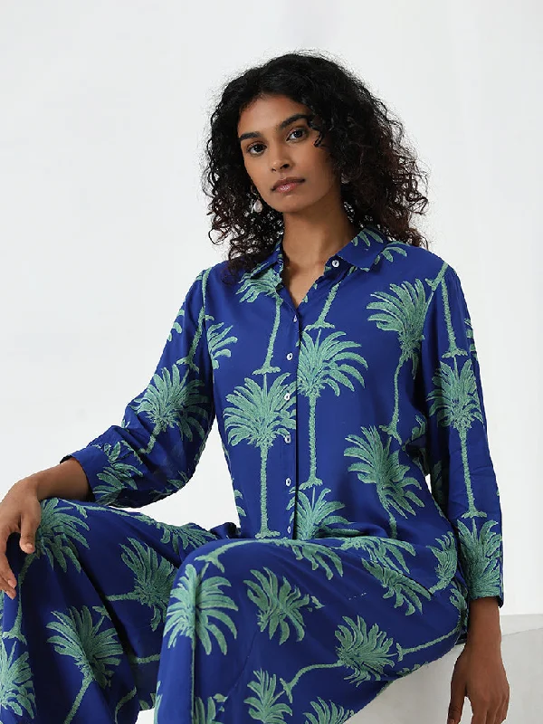 Utsa Blue Botanical Printed Ethnic Tunic