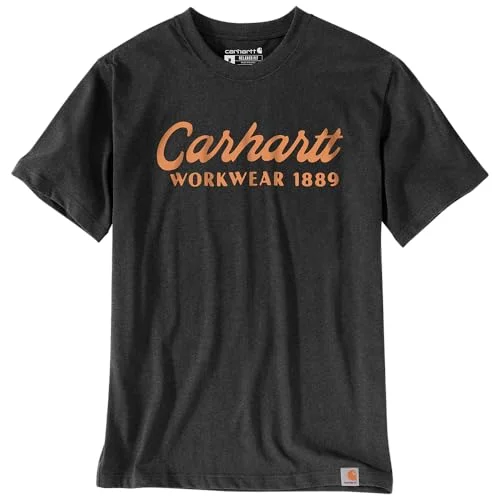 Carhartt 106158 Men's Loose Fit Heavyweight Short-Sleeve Script Graphic T-Shirt - 2X-Large Regular - Carbon Heather