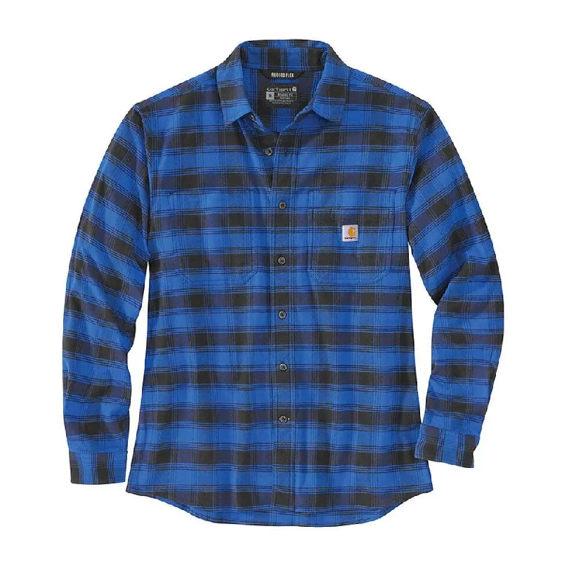 Carhartt 105945 Men's Rugged Flex® Relaxed Fit Midweight Flannel Long-S - Large Regular - Glass Blue