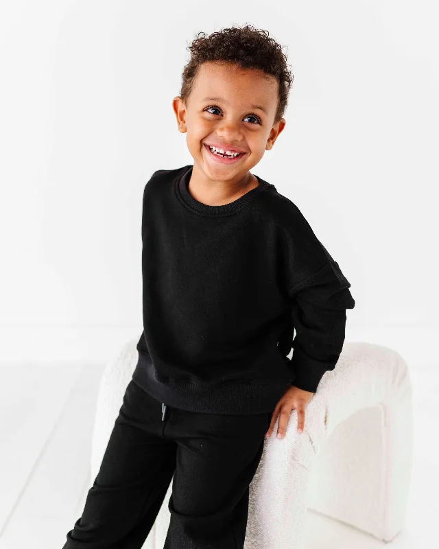 Kids Wide Leg Jogger Set - Black