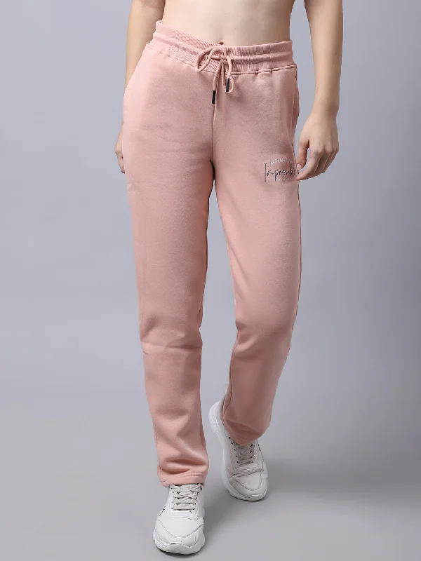 Women's Casual  Peach Full length Mid rise Track Pants