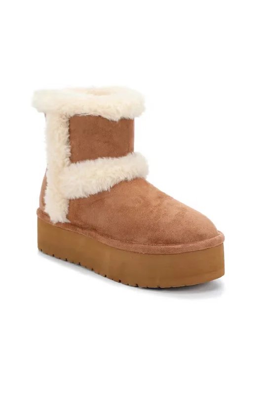 Madden Girl Everette Fur Booties for Women in Tan | EVERETTE-TAN