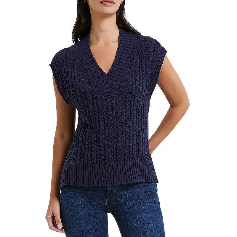 Womens Cotton Cable Knit Pullover Sweater