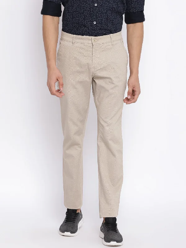 Men's Casual Flat front Fawn  Trousers