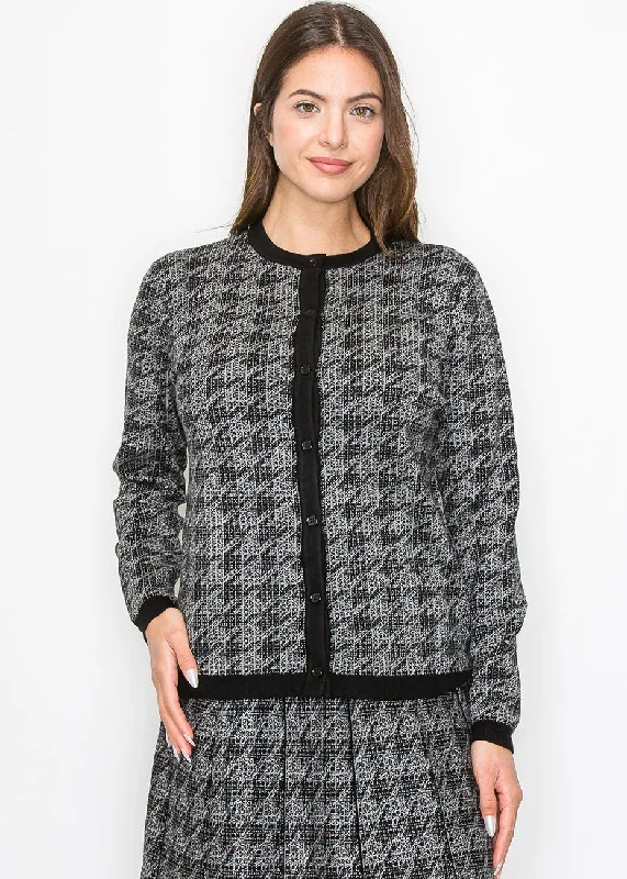 Timeless Houndstooth Knit Cardigan