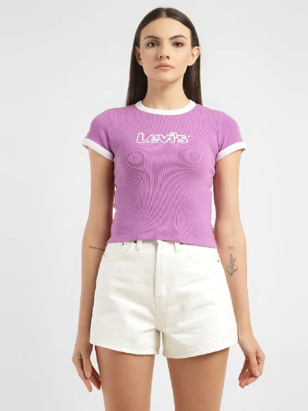 Women's Brand Logo Slim Fit T-shirt