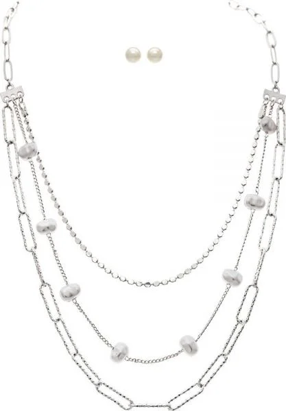 Freshwater Pearl Triple Layered Necklace Set