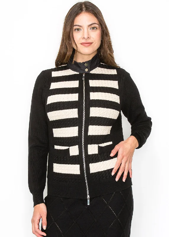 Black Striped Front Cardigan