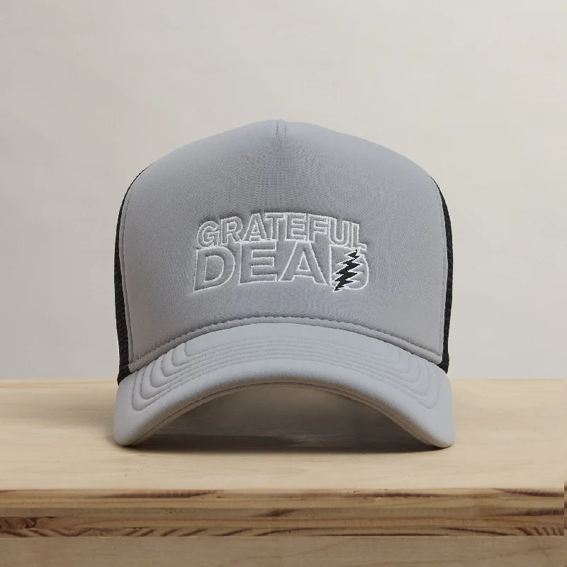 Grateful Dead Lightning Bolt Embroidery Trucker - Pale Grey