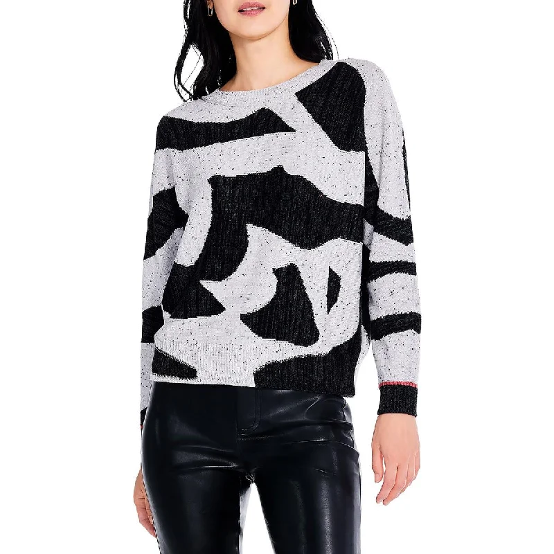 Womens Printed Dolman Pullover Sweater