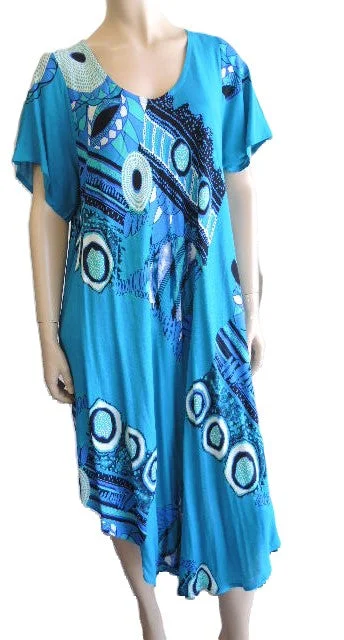 Aqua Crinkle Rayon Dress (Fits up to Size 22)