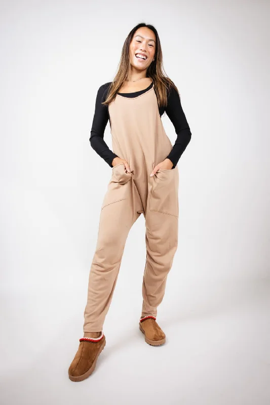 Moa Moa Outer Pocket Onesie for Women in Tan | MDB952-FPI-TAN