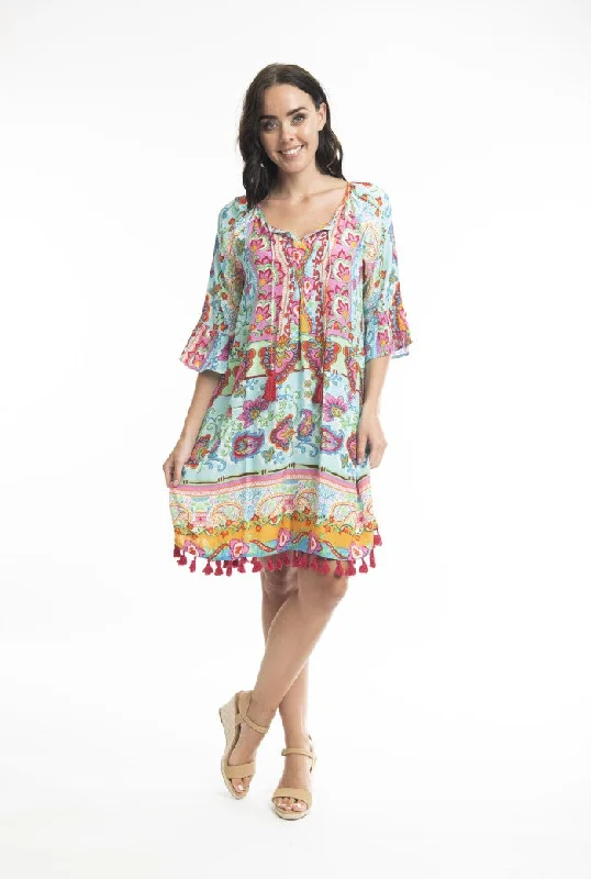 Orientique Rayon Tassel Dress