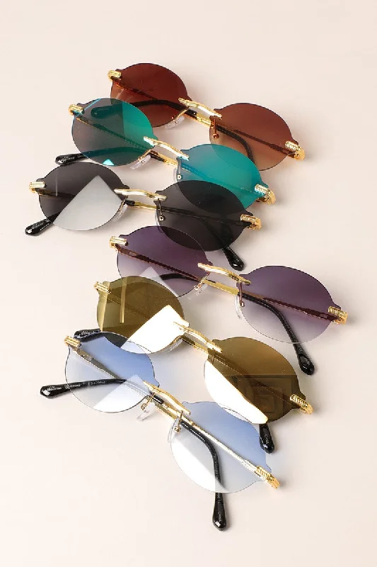 Rimless Oval Shape Sunglasses