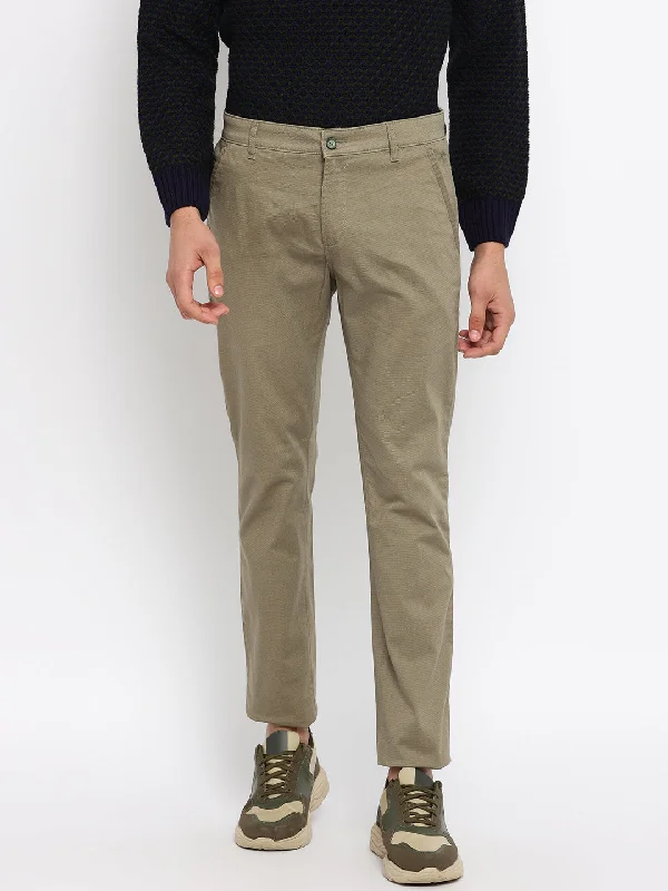 Men's Casual Flat front Olive Green  Trousers