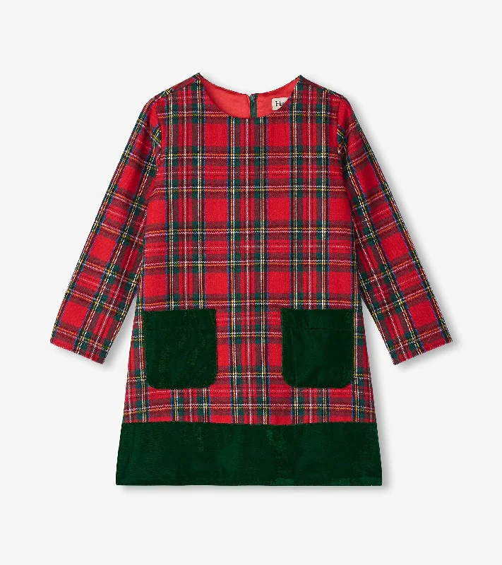 Girls L/S Red Plaid Dress