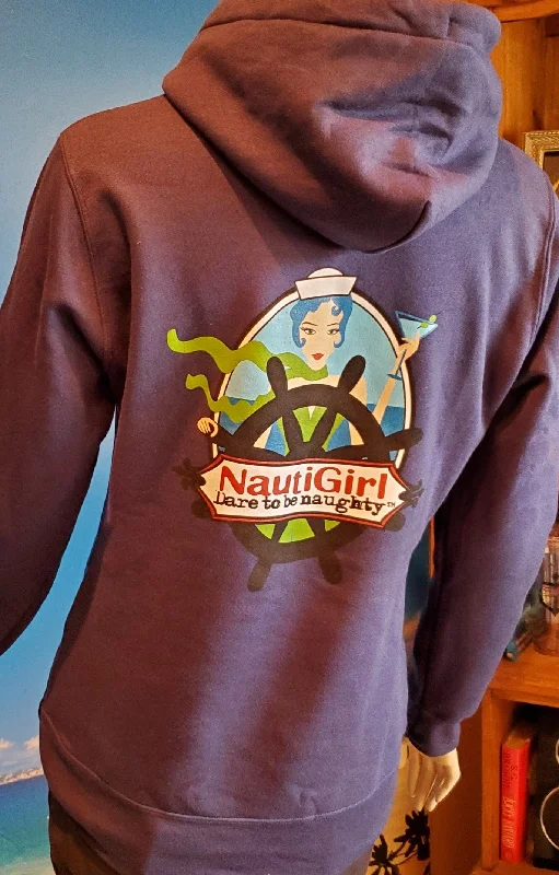 Soft Navy Pullover Hoodie with NautiGirl on the Back