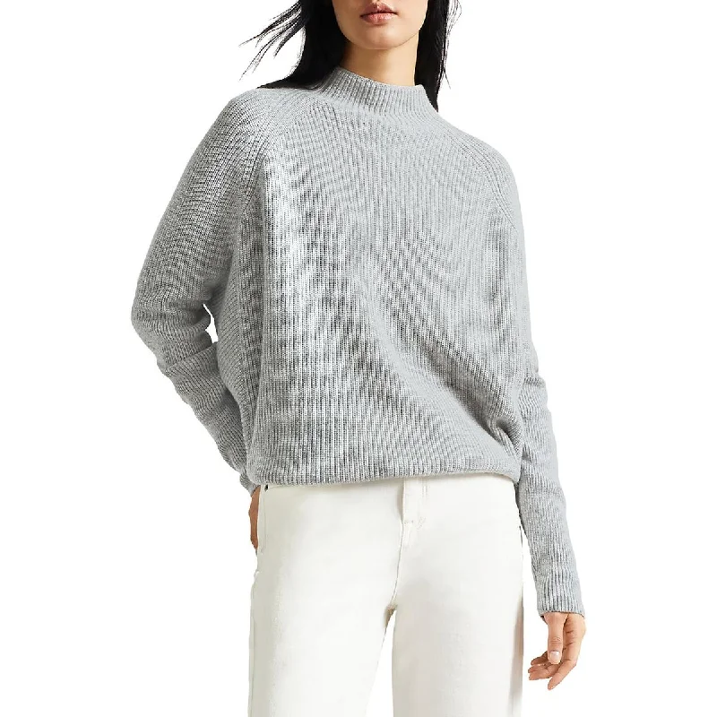 Womens Ribbed Mock Neck Pullover Sweater