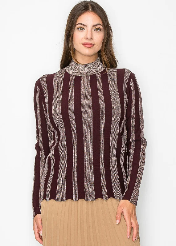 Burgundy Glow Stripe Knit Sweater