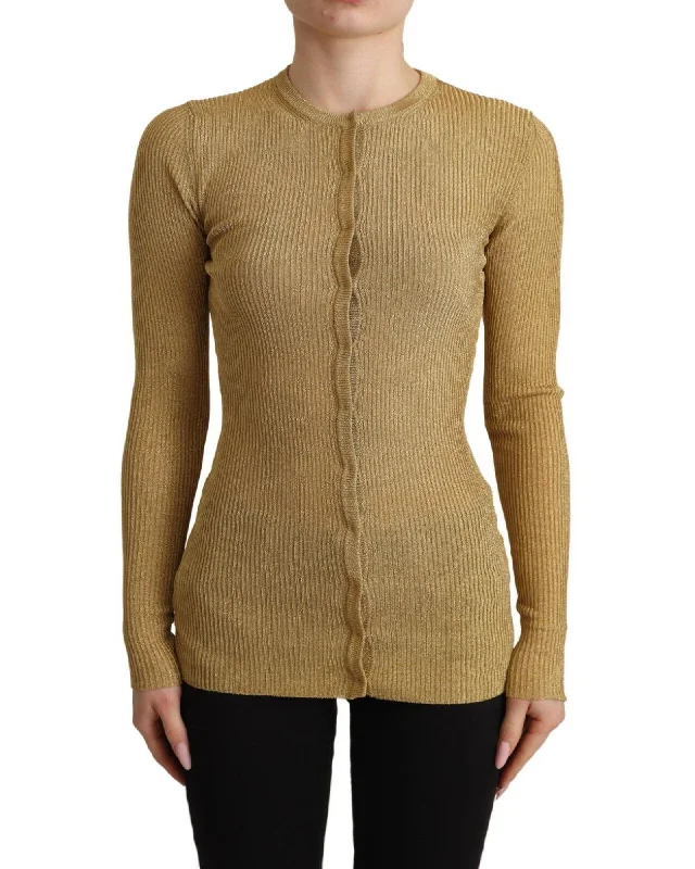 Dolce & Gabbana  Ribbed Knit Sweater in Gold