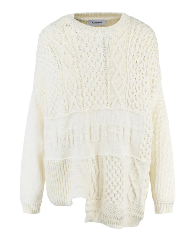 AMBUSH Womens Patchwork Knit Crewneck Sweater