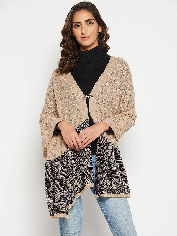 Women's Casual  Beige Jacquard Pattern  Stole