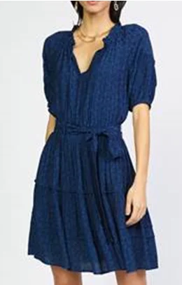 Francie Navy Ruffle Tiered Mini Dress