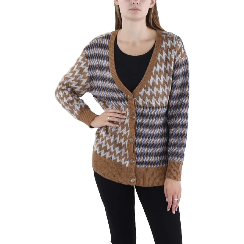 Enzo Cardi Womens Cardigan Ribbed Button-Up