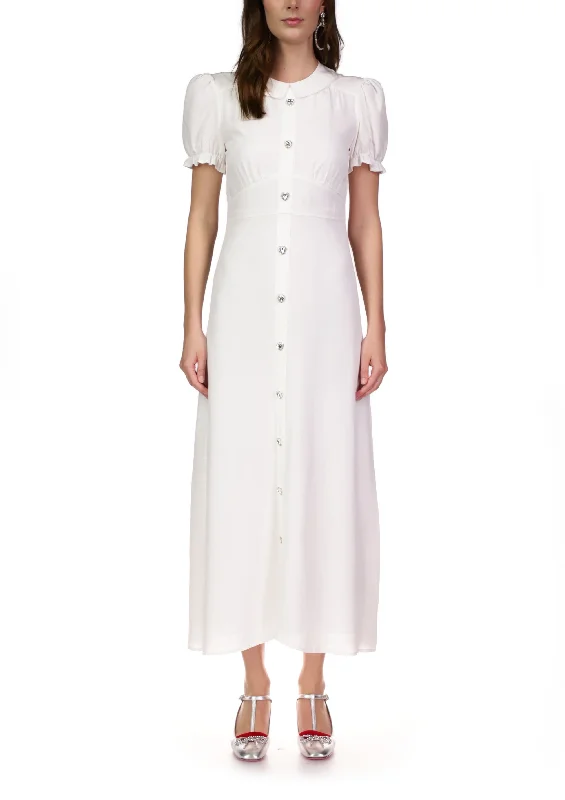 Riley Dress with Collar in White