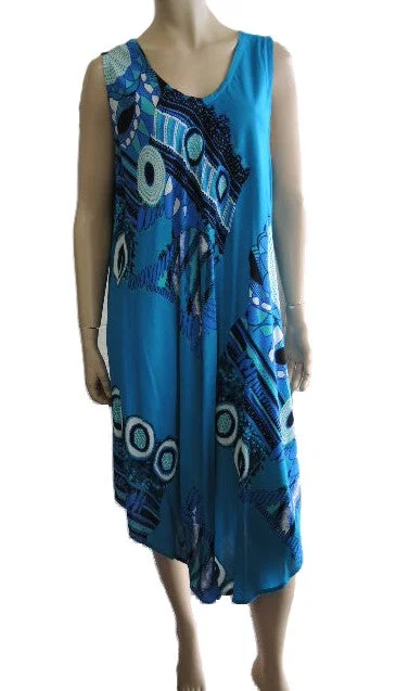 Turquoise Crinkle Rayon Dress (Fits up to Size 22)