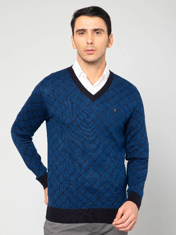 Men Royal Blue Sweater