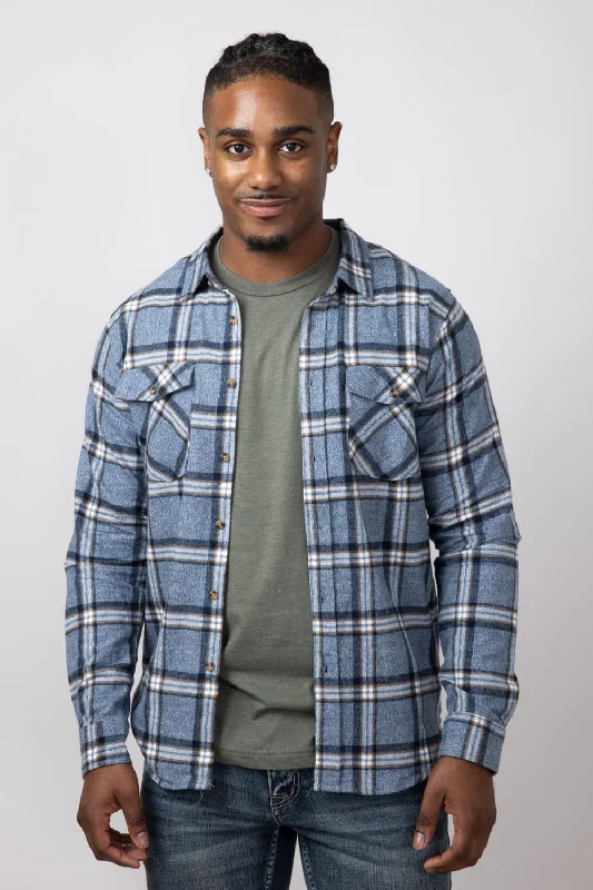 1897 Plaid Flannel Shirt for Men in Navy  | 5PW7121M-NAVY