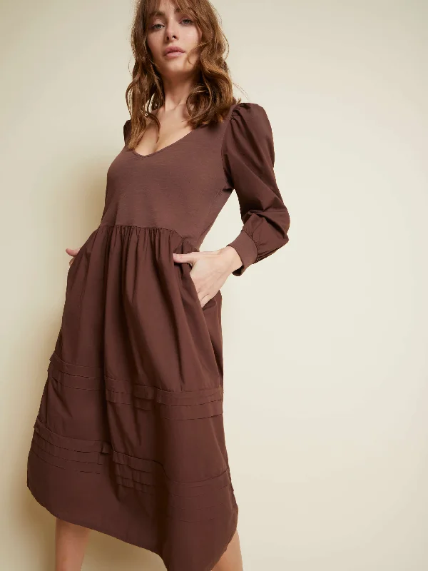 Nation LTD - Mahal Peasant Combo Dress in Pinot Noir