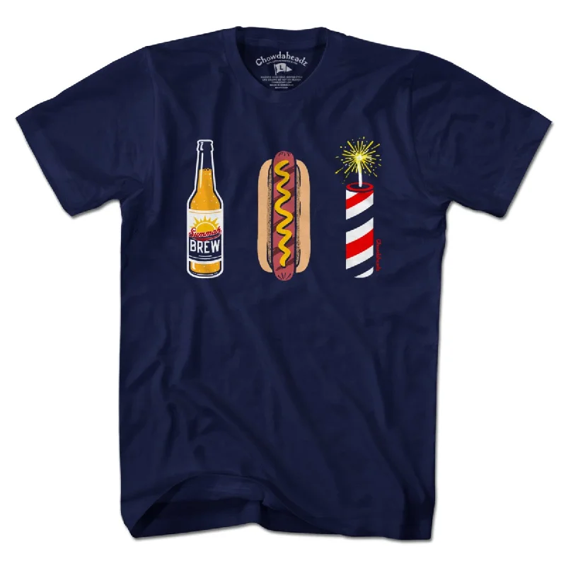 Beer, Hot Dog, Fireworks T-Shirt