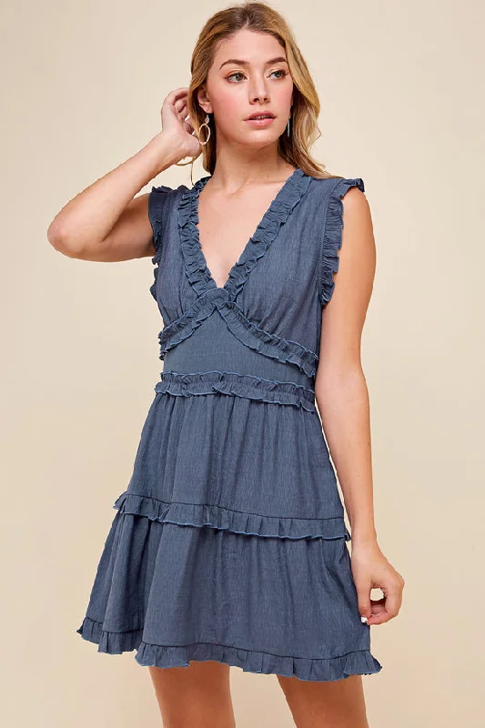 Ruffle V-Neck Dress