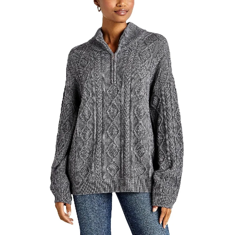 Dakota Womens Cable Knit 1/4 Zip Pullover Sweater