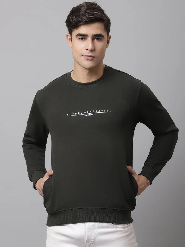 Men Olive Sweatshirt