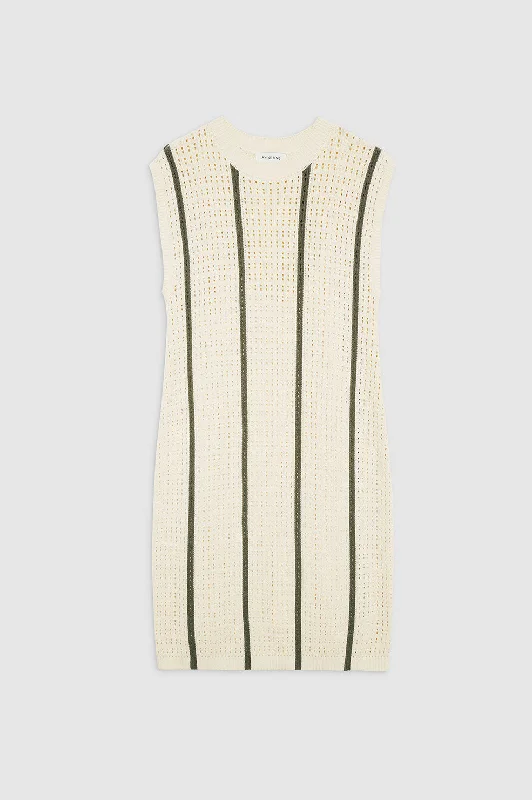 Anine Bing - Lanie Dress in Ivory and Army Green Stripe