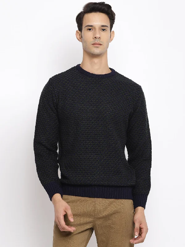 Men Navy Blue Sweater