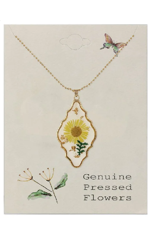 Cottage Floral Yellow Flower Gold Necklace