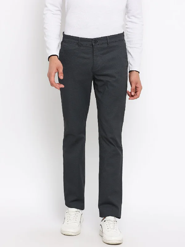 Men's Casual Flat front Black  Trousers