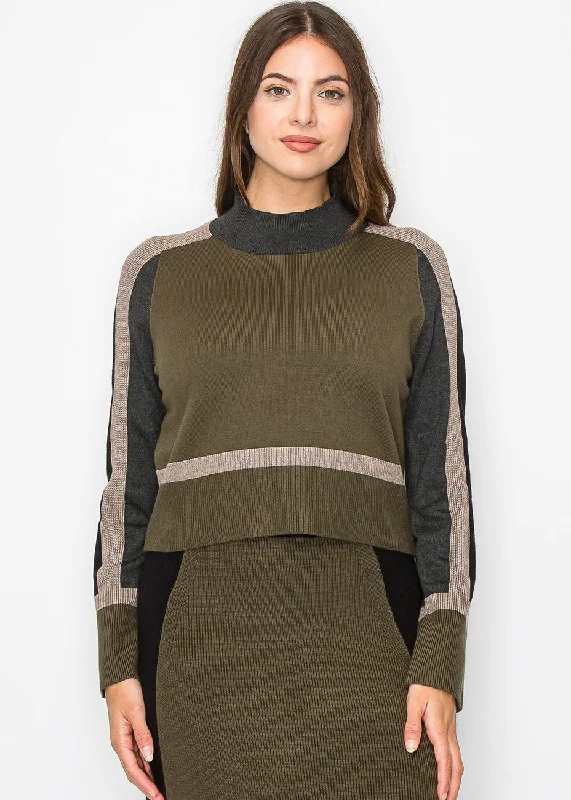 Modern Olive and Taupe Blocked Sweater