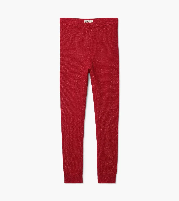 Girls Red Shimmer Leggings