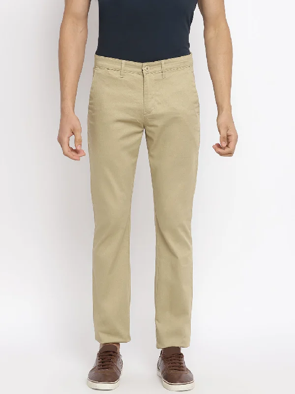 Men's Casual Flat front Khaki  Trousers